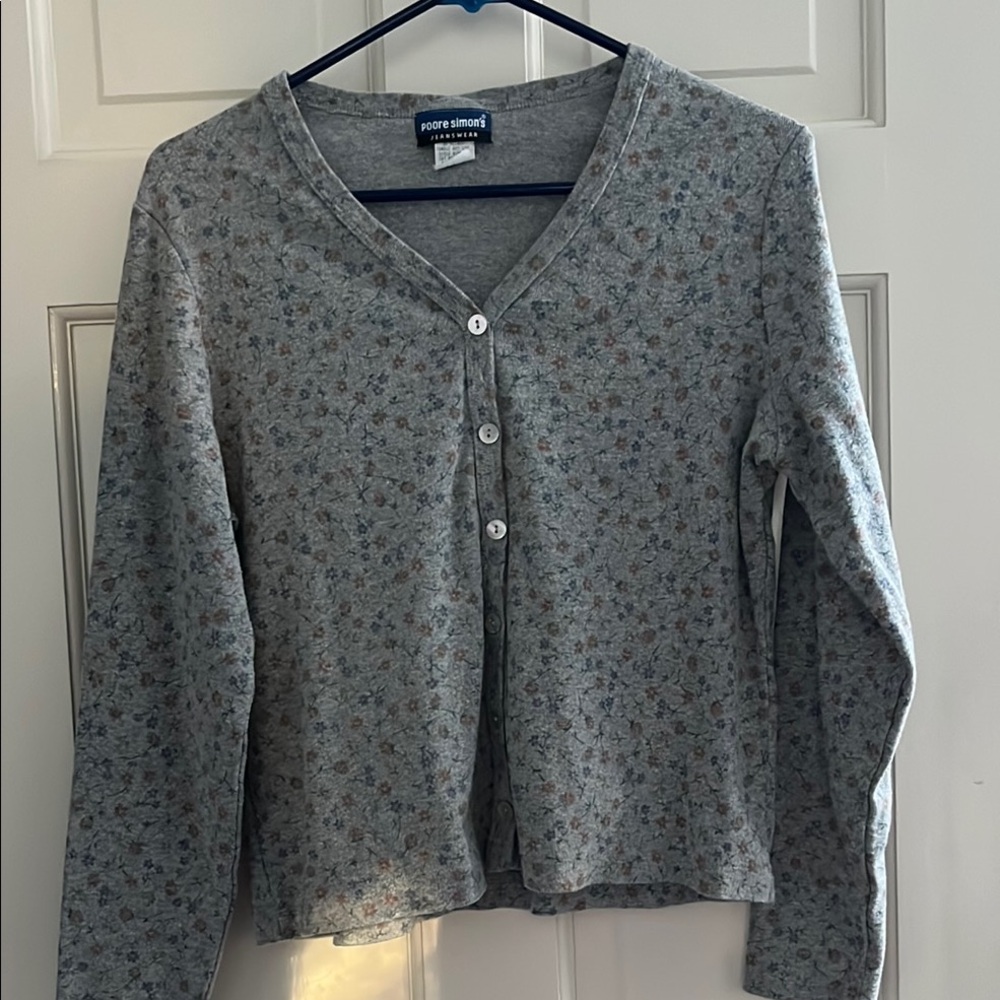 Women's Grey Floral Sweater